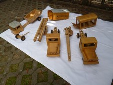 Holzauto Holz LKW Laster Langhauber 3x FW Fröbel mit 5 Aufsätzen DDR für Bastler