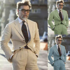 Herren Leinenanzug Grün/Blau