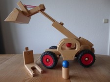 Fagus Teleskoplader mit Ladegabel Schaufel   Holzspielzeug   sehr wenig bespielt