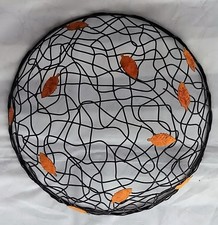 Schale Korb aus Metall Draht schwarz mit orangenen Blättern 30 cm Deko Obst Brot