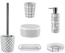 spirella Keramik WC Bürste Zahnputzbecher Seifenspender Badset Klobürste Visby
