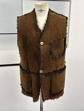 💥Ärmllose Lammfell Toskana Leder weste Herren, braun, Gr. 52-54 Echte Raritäten