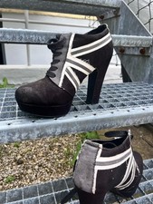 Deichmann High Heels Stiefeletten  39/40 Plateau Absatzschuhe Schwarz Weiß Sexy