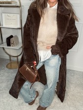 Damen Langer Kunstfell Mantel