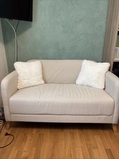 Samtoptik 2-Sitzer Sofa, Beige, Dickes Sitz- und Rückenkissen