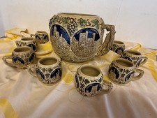 Bowle Service, Steingut, Motiv Burgen Schlösser Motiv, 4 L. für 8 Personen