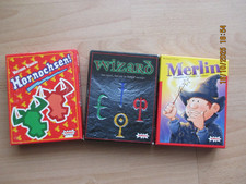 3 Amigo Kartenspiele Hornochsen,Merlin,Wizard Zustand sehr gut