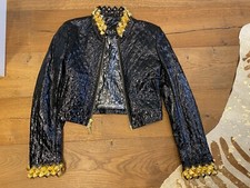 PHILIPP PLEIN Lederjacke Lackleder Gold Nieten NEU XS 34