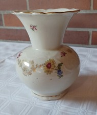 Vase Porzellan Schirnding Bavaria Blumenmuster 13 cm hoch, 17 cm Durchmesser