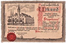 alte Litho-Ak Köln, Stapelhaus, Urkunde, Siegel, gelaufen 1908