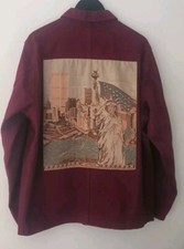 SS18 Supreme Ny Tapestry Denim Mühsam Mantel Größe L Jacke Maroon