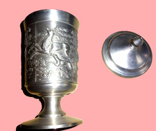 60`er Zinnbecher KELCH Pokal Zinn BECHER DECKEL Verzierungen Kanne 92% REIN ZINN