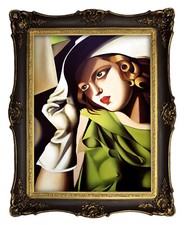 Mädchen in Grün art De Lempicka  Deko Bild 50x40 Mit Antik Rahmen A5LT18