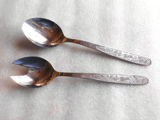 DDR Besteck 2 teiliges Salatbesteck  ABS Rostfrei Modell DIANA Jagdmotiv Muster