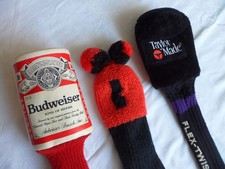 3 alte Golf_Schlägerhaube_Budweiser Beer_Bier_Headcover_Taylor Made_Bommel.Ohren