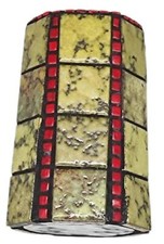 Vintage Mosaik-Kerzenhalter - Vase – Geometrisches Design in Rot und Grün
