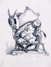 A. Paul Weber: Original-Lithographie "Eingeschlafen".