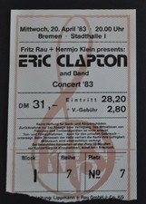 Eric Clapton, Ticket 20.04.1983, Stadthalle Bremen