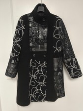 Wollmantel Lana Mantel Italien schwarz silber Gr. M