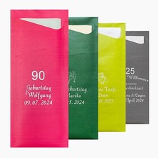 40 Namen-Bestecktaschen Taufe Geburtstag Hochzeit Feier Party inkl Servietten