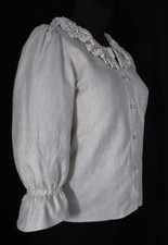 ALPHORN Spitze Dirndlbluse LEINEN Tracht Bluse Landhaus Hemd Mittelalter Vintage