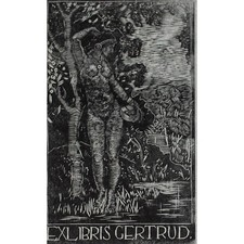 Jugendstil frauenakt exlibris - jugendstil,