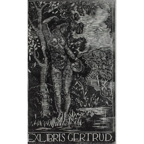 Jugendstil frauenakt exlibris - jugendstil,