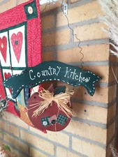 Holzschild Vintage Shabby Sprüche "Country Kitchen, zum Aufhängen, Küche, Bild