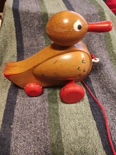 WACKELENTE NACHZIEHENTE ZIEHFIGUR KINDER HOLZSPIELZEUG 50ER JAHRE vintage KULT!