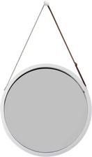 Badspiegel, Flur Spiegel, Wandspiegel mit Verstellbarer Lederband (Weiß,45cm