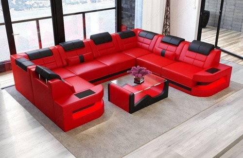 Leder wohnlandschaft couch - wohnlandschaft, led
