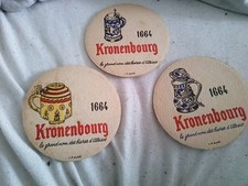 3x Bierdeckel Kronenbourg 1664 Das Strassburger Bier Krug