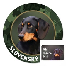 Slovensky Kopov Autoaufkleber, Zaunschild Hier wache ich Hundeschild