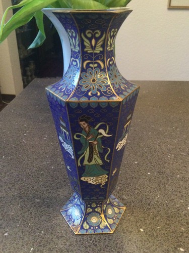 Vintage vase 6eckig - 6eckig, cloisonne
