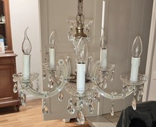 Alter Lüster Maria Theresia  Kronleuchter Hängelampe Behang Echtglas 5flammig