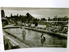 Waging am See. Planschbecken. Alte Ansichtskarte s/w, gel. 1957. Freibadanlage, 