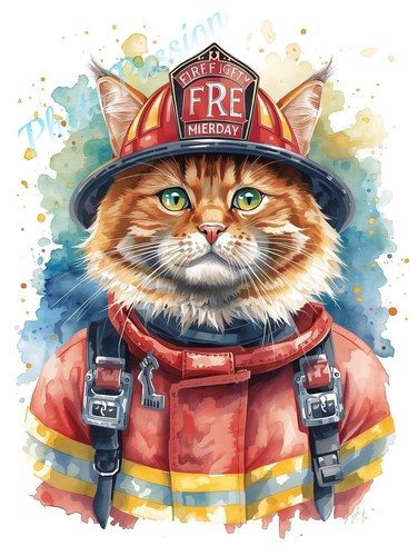 Poster feuerwehrmann katze - feuerwehrmann,