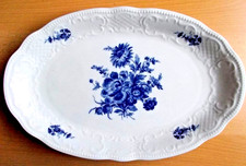 Seltmann Weiden ovale Servierplatte Kuchenplatte Wien blaue Blume/Rose 28 cm
