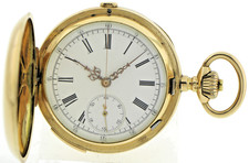 Hochwertige ¼ Repetition Chronograph Savonette Taschenuhr 585/14k Gold Ø53mm 94g