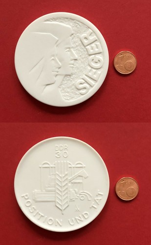 Ddr porzellan medaille - ddr,