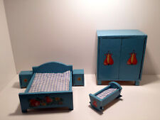 Alt Puppenstube Schlafzimmer Wiege Nachtisch Bauernschrank 7 teilig