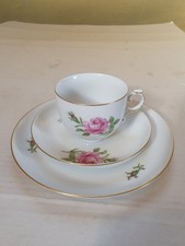Fürstenberg Porzellan Frühstück-Set - Rosen-Dekor - Teller, Tasse Untertasse