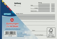 4x Stylex Quittungsblock 2x40