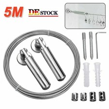 Seilspanner-Set Seilspanngarnitur Edelstahl 5m Vorhang Drahtseil-Gardinenseil DE