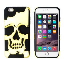 Silikon-Case Hülle zu Apple iPhone 6 Plus Gold Totenkopf Cool Skin Cover Schale