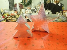 Weihnachten Deko Metall Hammerschlag Deko 20/30cm Stern Tanne silber