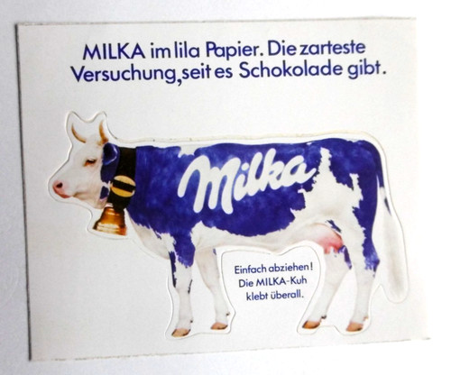 Werbe aufkleber milka - lila, kuh