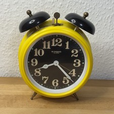 Vintage BLESSING Wecker | Gelb Space Age | Mechanisch Doppelglocke W. Germany