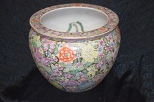Porzellan Fishbowl, China, Milles Fleurs, floral, 24K Gold, Innendekor, ø 44cm