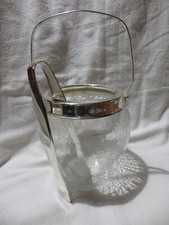 Eiseimer Eiskübel CocktailShaker  versilbert 60er  Craquelé Krakelee Crash Glas